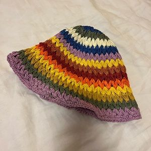 NEW RAINBOW CROCHET BUCKET HAT